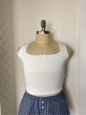 White Zara tank with bow